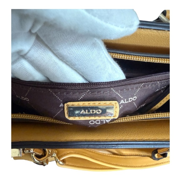 Aldo Mustard Yellow Satchel Crossbody Bag Handbag - Picture 12 of 14